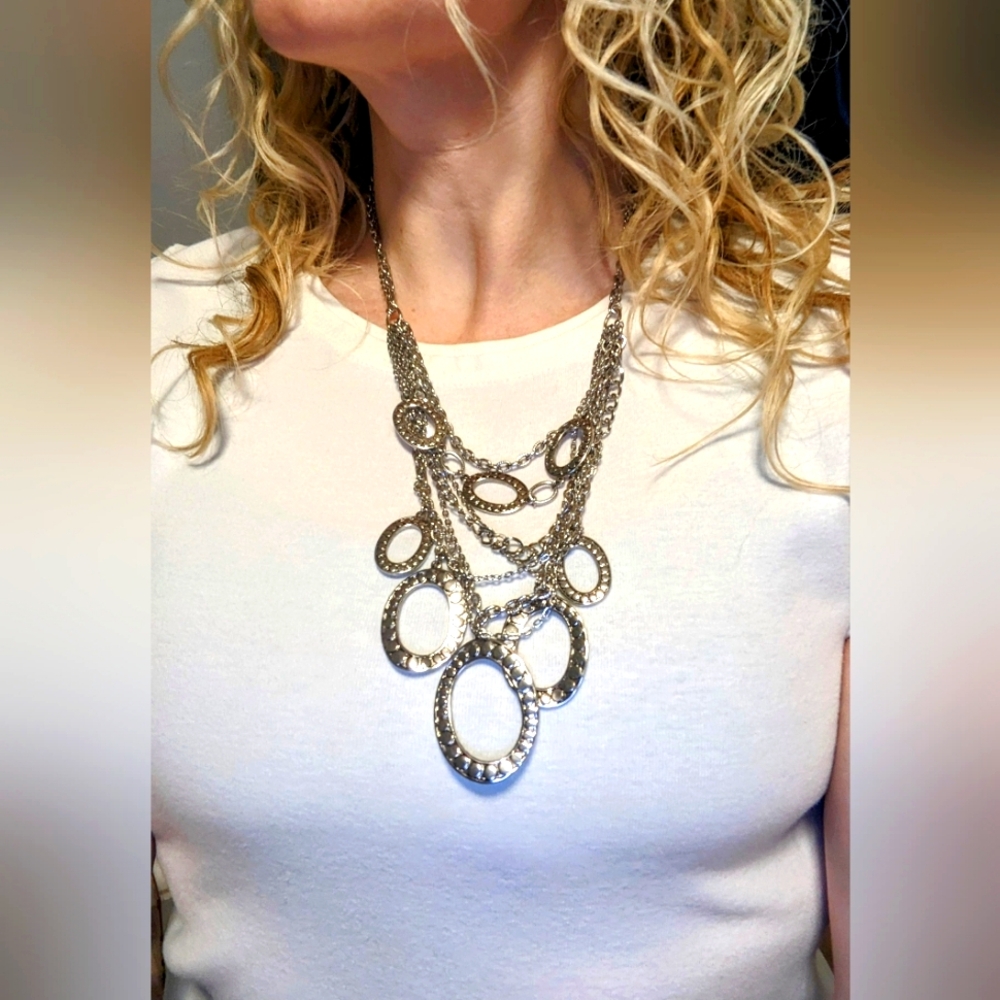 Funky Silver Multi-Chain Necklace